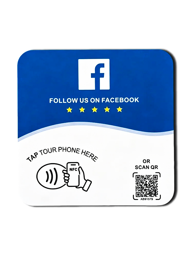 Sineaire Facebook NFC social review card, studio product photo