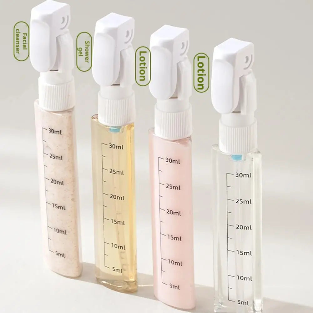 4-in-1 Travel Dispenser Bottle in white, compact size comparison
