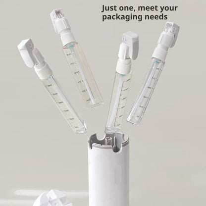 4-in-1 Travel Dispenser Bottle being refilled through the wide-mouth opening